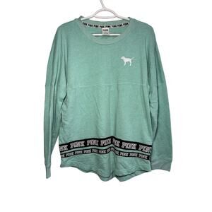 VS Pink blue logo crew neck sweater womens large‎ y2k 2000s cozy comfort casual